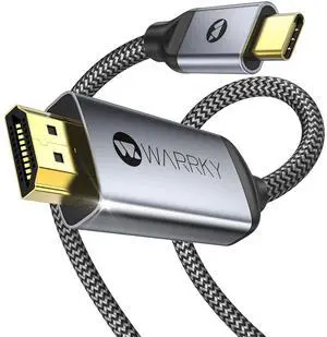 WARRKY USB C to HDMI Cable 4K 60Hz[Anti-Interference, Gold-Plated Plugs] Aluminum HDR Type-C to HDMI 2.0 Cord, Thunderbolt 3/4/5 Compatible for iPhone 15/16 Series, MacBook, iMac, iPad Pro, Galaxy-6ft