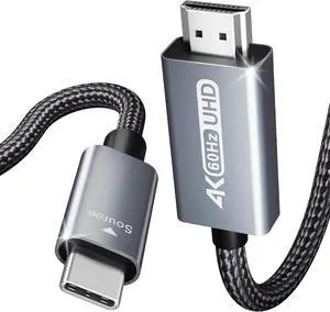 USB C to HDMI 6 Feet Cable [4K@60Hz Aluminum Shell Nylon Braided] USB Type-C to HDMI Cable [Thunderbolt 3/4/5] Compatible for MacBook Pro/Air/iPad Pro 2023/2022/2021/2020/2019 Gray