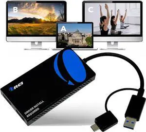 SplitExtend HDMI Splitter Extended Display for Dual Monitor - Multi-Monitor Display 3 Separate Screens - USB A & USB-C Adapter to HDMI 2.0 4K@30Hz Output 1 1080p Output 2 for Windows Mac OS G