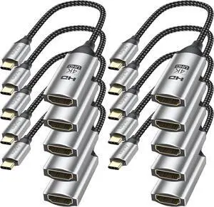USB C to HDMI Adapter 10-Pack 4K Type-C to HDMI Adapter Cable Male to Female USBC to HDMI (Thunderbolt 3 Compatible) for MacBook Pro/Air iPad Pro Surface Pro XPS Galaxy PixelBook-Grey