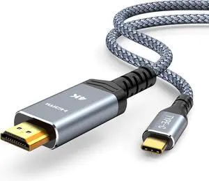 USB C to HDMI Cable @60Hz 4K USBC to HDMI 1.8M [Thunderbolt 3/4/5 Compatible] Type-C to HDMI Cord 2.0 Braided for iPhone 16/15 Series MacBook Pro/Air iPad Surface Galaxy XPS and More