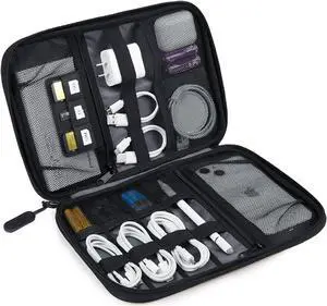 Electronics Organizer Travel Case Small Cable Organizer Bag for Essentials Tech Organizer as Accessories Cord Organizer for Phone Power Bank SD Card Black