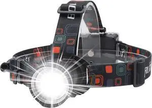 RJ-2166 Super Bright LED Headlamp with White Light 3 Modes Adjustable Headlight Flashlight IPX4 Waterproof Head Torch Great for Running Camping Hiking(Black)