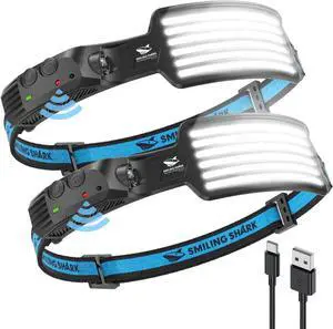 Rechargeable Headlamp 2 Pack Wide Angle 6*White Light The Brightest LED Head Lamp with Motion Sensor Waterproof Headlight for Camping Hiking Outdoor Head-Light-LED-Lamp-Rechargeable