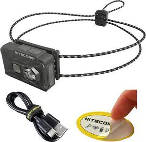 NU20 Classic Ultralight Headlamp 360 Lumen USB-C Rechargeable Lightweight for Backpacking Camping Running with Auxilary White and Red Light