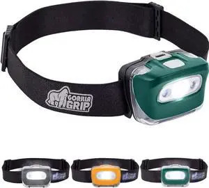 Ultra Bright High Lumens LED Head Lamp 7 Light Modes Water Resistant IPX4 Headlamp Adjustable Headband Battery Powered Outdoor Running Camping Forehead Flashlight Lamps 1 Pack Green