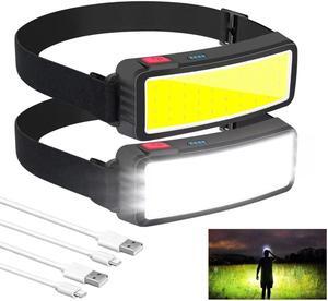 Rechargeable Headlamp Flashlight 5000 Lumen Wide Beam Led Headlamp 3 Lighting Modes Lightweight Waterproof Light Bar Headlamp Suitable for Outdoor Running Fishing Camping (2 Packs)