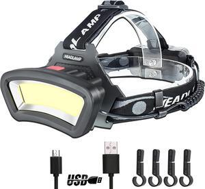 COB Floodlight Headlamp USB Rechargeable with Red Light 2000 Lumen LED Headlight - Car Maintenance and Night Construction 6-10 Hours Long Battery Life