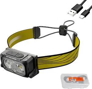 NU25 400 USB-C Rechargeable Headlamp Lightweight Dual Beam with Red Lighting for Hiking Climbing and Camping with Lumentac Organizer