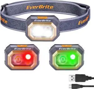 Rechargeable Headlamp 700 Lumens Head lamp for Adults 6 Modes with White/Red/Green Light 60° Adjustable LED Headlight for Hunting Running and Hiking