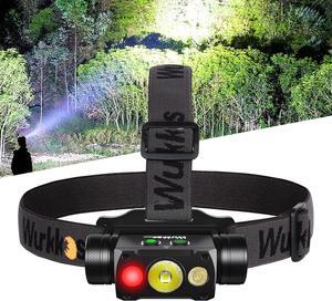 HD50 4000 Lumens LED Headlamp with Red Light 90CRI 5000K 6-Light Modes Magnetic Head Light with Double Electronic Switch IP67 Waterproof Head Lamp Adjustable Headstrap for Camping Repairing