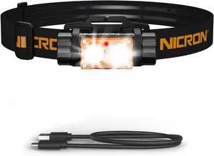 Headlamp Rechargeable High Bright 1500 lumens 180° Rotating Aluminum LED Head Lamp with 3 Light Sources 10 Modes Waterproof Head Flashlight H25 for Camping Hunting Running Fishing Biking