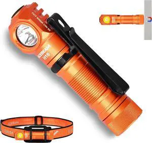 H16 650 High Lumens Rechargeable Led Headlamp 90 Degree EDC AA Right Angle Flashlight with Magnetic Base Pocket Mini Flash Light with Clip 519A 90+ High CRI Led Head Lamp for Camping Work