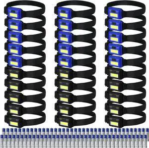 30 Pcs Led Headlamp Flashlight for Adults Outdoor Flashlight Headlamps with Adjustable Headband Waterproof Head Lights for Forehead with 3 Modes 90 AAA Batteries for Work Family Camp Run Read
