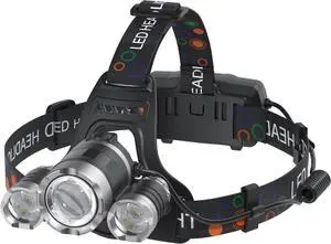 3 Lamps Headlamp for Adults (Silver 1 Pack)