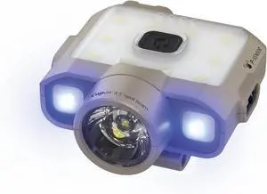 Capon 120D UV (Tan) - LED Rechargeable Clip-On Cap Headlamp Lightweight Hat Light for Camping Running Hiking Emergency & Industrial Use Waterproof Up to 45 Hours of Battery Life.
