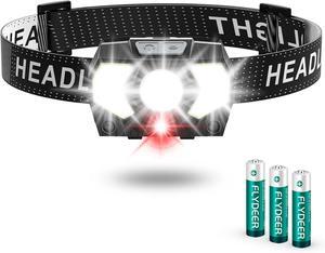 LED Headlamp 1500 Lumen Head Lamp with 7 Modes Head Lights for Forehead with Red Light IPX5 Waterproof Head Light for Adults and Kids Camping Running 3AAA Batteries Included