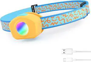 LED Headlamp Rechargeable Kids Headlamp with RGB Mode and Adjustable Headband 3 Modes Multicolor Headlamp for Kids Kids Head Lamp for Camping Reading Exploring Halloween Christmas