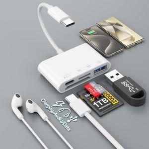 4-in-1 USB C SD Card Reader Micro SD to Type C OTG Adapter with SD MicroSD Type-C USB 4 Slots Memory Card Reader Compatible with iPhone 15/Pro Max/Pro/Plus iPad Pro MacBook Pro/Air Galaxy S8 to S24
