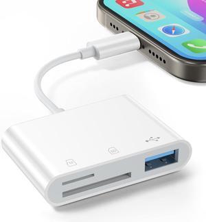 USB Camera Adapter High-Speed USB C SD Card Reader for iPhone 15/16 Portable USB Adapter SD Card Adapter with SD MicroSD USB Port for Android Phones Tablets and More USB-C Devices