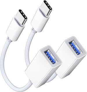 USB C to USB 3.0 Adapter [2 Pack] USB C Male to USB Female OTG Cable Thunderbolt3 to USB Adapter Compatible with MacBook Pro/Air iPhone 16 Pro Max/16 Plus/16/15 Galaxy S24/S23/S22/S21
