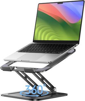Adjustable Laptop Stand Computer stand with 360 Rotating Base Ergonomic Laptop Riser for Desk Foldable Laptop Mount Protable Computer Stand for Laptop Fits with MacBook Pro Air (10-16) - Black