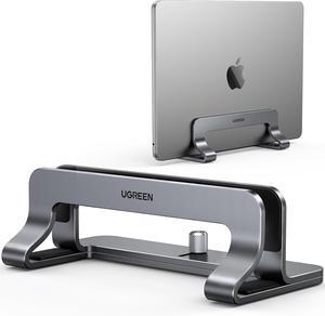 Vertical Laptop Stand Holder for Desk Compatible with MacBook Pro MacBook Air Stand Vertical Aluminum Adjustable for Up to 17.3 Inch Gaming Laptop Gray
