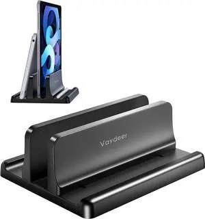Vertical Laptop Stand Holder Plastic Adjustable Desktop Notebook Dock Space-Saving 3 in 1 for All MacBook Pro Air Mac HP  Microsoft Surface  up to 17.3 inches (Black)
