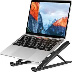 LS01 Pro Ergonomic Laptop Stand Plastic Laptop Riser Portable and Adjustable Notebook Computer Holder Compatible with 10-15.6 Laptops (Black)