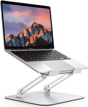 Laptop Stand for Desk Ergonomic Metal Adjustable Laptop Stand Laptop Holder Riser with Cooling Function Computer Stand Compatible with MacBook and All Laptops (10-17.2 inch) Silver