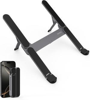 SODI Ultra Compact Foldable Laptop Stand - Portable Laptop Stand for Desk & Travel Use, Ergonomic Aluminum Computer Stand Holder with Adjustable Height for MacBook, Tablet 10-16", Black