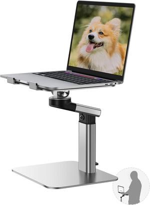 Portable Standing Desk Converter All-in-One Aluminum Laptop Stand Adjustable Height 360° Rotation Ergonomic Riser Universal Fit for MacBook Pro and All Laptops Sit-to-Stand Design