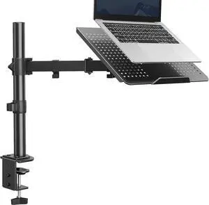 Laptop Desk Mount Laptop Mount for 17-inch Notebooks or 15-32 Monitors Laptop Arm with Ventilated Tray Fully Adjustable Arm with Tilt Swivel & Rotation Holds up to 22 lbs