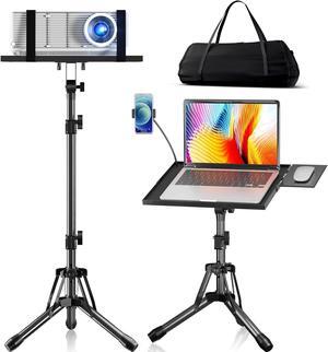 Projector Stand Adjustable Height 20" to 61", Foldable Projector Tripod Stand with Mouse Tray & Phone Holder, Portable Laptop Floor Stand for Office Home Stage Studio DJ Racks Podium Stand