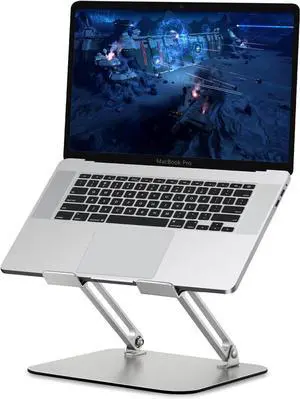 Foldable Portable Laptop Computer Stand Well-Built Adjustable Folding Anti-Skid Raise Tilt Align Ergonomic Tablet Strong Laptop Mount Stands Notebook Compatible with iPad All Laptops (Silver)