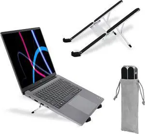 Portable Laptop Stand Foldable Laptop Stand for Desk and Travel Ergonomic 6-Level Angle Adjustable Computer Riser Compact ABS Holder Compatible with All Lap Tops and iPad (10-15.6)