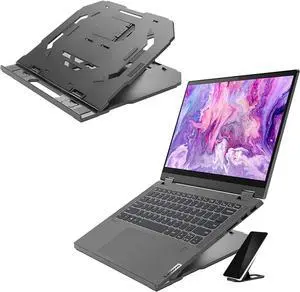 2-in-1 Laptop Stand - Adjustable Portable Foldable Ergonomic Non-Slip Compatible with Laptops up to 15 and Cell Phones Ideal for Travel
