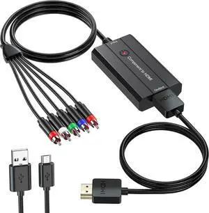 Male Component to HDMI Converter for DVD/STB/VHS with Female Component to Display on HDTVs(Not for 240P PS1 Games) 1080P YPbPr to HDMI Converter Adapter