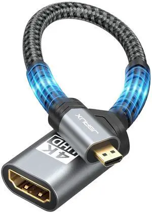 Micro HDMI to HDMI Adapter 4K@60Hz HDR 3D Dolby 18Gbps Compatible with Raspberry Pi 5/Pi 4/Go Pro Hero/Nikon/Canon/ and Other Camera-Gray