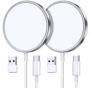 2 Pack Magnetic Wireless Charger for iPhone 16 Pro Max/16 Pro/16 Plus/16/15/15 Pro/15 Plus/15 Pro Max 15W Fast Mag Safe Charger Pad for iPhone 16/15/14/13/12 Series and AirPods 3/2/Pro 2/Pro