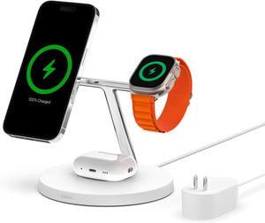 MagSafe Charger 3-in-1 Wireless Charging Stand 2ND GEN 33% Faster for  Watch iPhone 16 iPhone 15 iPhone 14 Series AirPods - MagSafe Charging Station for Multiple Devices - White