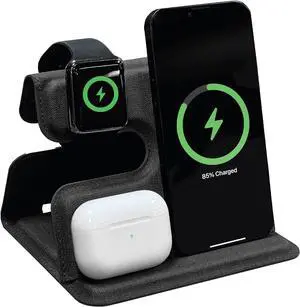 3 in 1 Charging Station for  Multiple Devices Wireless Foldable Travel Charger for Multiple Devices iPhone 16 15 14 13 Pro Max Plus &  Watch Series/AirPods (Black)