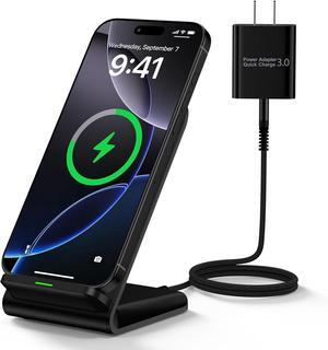 S25 Fast Wireless Charger Stand 15W Cordless Wireless Charging Station with 18W Adapter for Motorola razr+ 2024  Galaxy S25 S24 Ultra S23 FE iPhone 16 Pro Max 15 14 Google Pixel 9 Pro