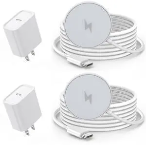 Magnetic Wireless Charger for iPhone 16 15 2Pack 6FT 15W  Fast Mag-Safe Charger With 20W USB C Fast Charging Block Adapter for iPhone 16/16 Pro/Pro Max/15/14/13/Plus/Pro/Pro Max AirPods 3/2/Pro 2