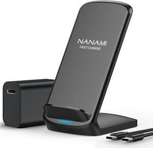NANAMI Fast Wireless Charger, Qi Certified Wireless Charging Stand with QC3.0 Adapter USB Charger for iPhone 16/16 Plus/16 Pro/16 Pro Max/15/14/13/12,10W for Samsung Galaxy S25/S24/S23/S22/S21/Note 20