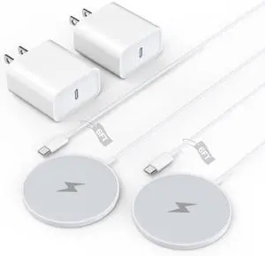 Wireless Charger iPhone Magnetic Charger for iPhone 2-Pack  Magsafe Charger 20W PD Fast Charging Block with 6FT Magnet Wireless Charger for iPhone 16/16 Pro/Pro Max/15/14/13 AirPods 4/3/2 Pro 2/1