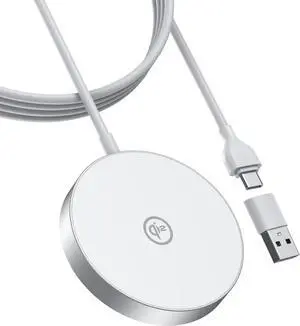 Qi2 Wireless Charger with Mag-Safe Magnetic Wireless Charging Pad Compatible with 15W Ultra-Fast for iPhone 16/16 Pro/15/15 Plus/15 Pro/15 Pro Max/14/13/12 Series (White)
