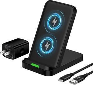 Wireless Charger Fast Charging Stand for Galaxy S24 FE/S24Ultra/S24 Plus/S23+/S22/S21/S20/S10 Wireless Phone Charger Android Desk Charging Station for Google Pixel 9 Pro XL/8 with 18W Adapter