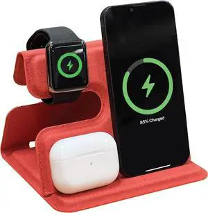 3 in 1 Charging Station for  Multiple Devices Wireless Foldable Travel Charger for Multiple Devices iPhone 16 15 14 13 Pro Max Plus &  Watch Series/AirPods (Coral Rose)