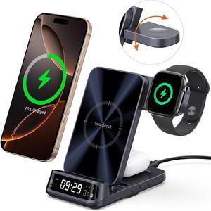 Charging Station for  Watch/iPhone/AirPods 708A Wireless Charger for iPhone 16/15/14/13/12/11 Series for  Watch 10/SE 2/9/8/7/6 Ultra 2/Ultra for AirPods 4/Pro 2 (NO Adapter)